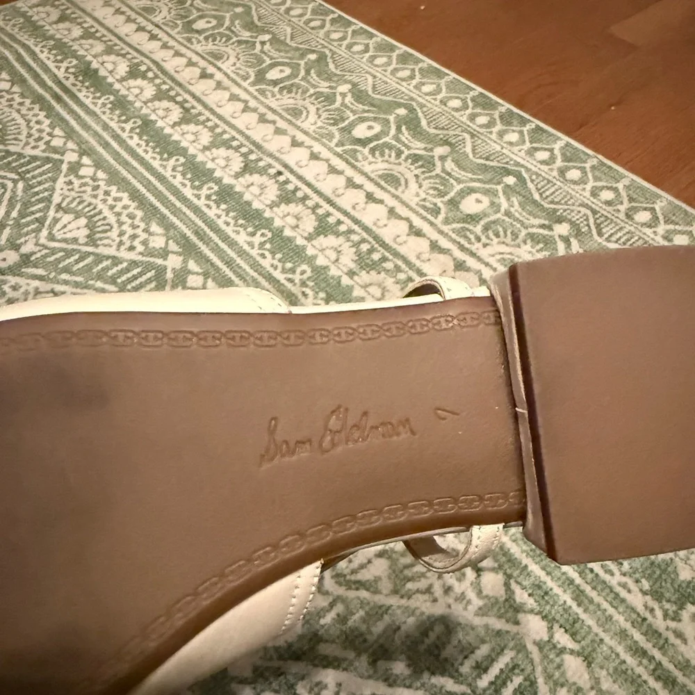 Women's Sam Edelman Kara 2 Two-Tone Beige and Black Slingback Flats - Picture 9 of 9